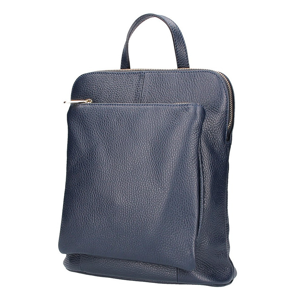 Bőr hátizsák MI899 sötétkék Készült Olaszországban