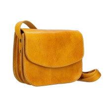 Bőr válltáska MI896 okker. Olaszországban készült