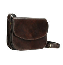 Bőr válltáska MI896 sötétbarna, Olaszországban gyártva