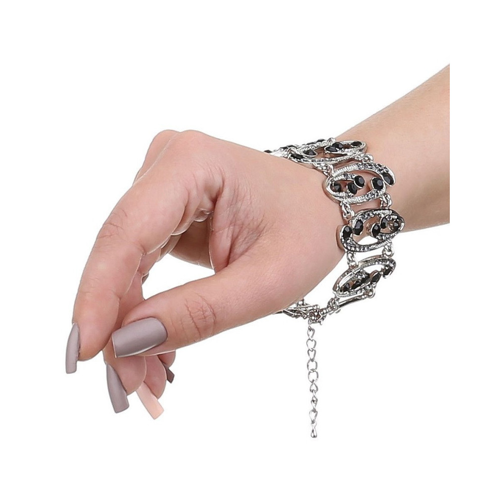 Női karkötő, 452C fekete kövekkel