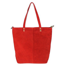 Piros bőr kézitáska, velúr bőrfelülettel. 768 KÉSZÜLT OLASZORSZÁGBAN