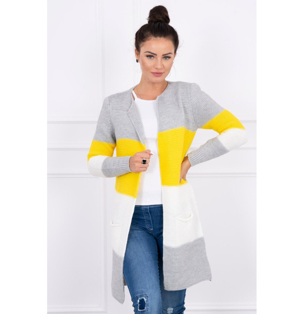 Női pulóver, széles csíkokkal MI2019-12 sárga