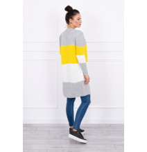 Női pulóver, széles csíkokkal MI2019-12 sárga