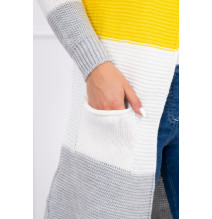 Női pulóver, széles csíkokkal MI2019-12 sárga