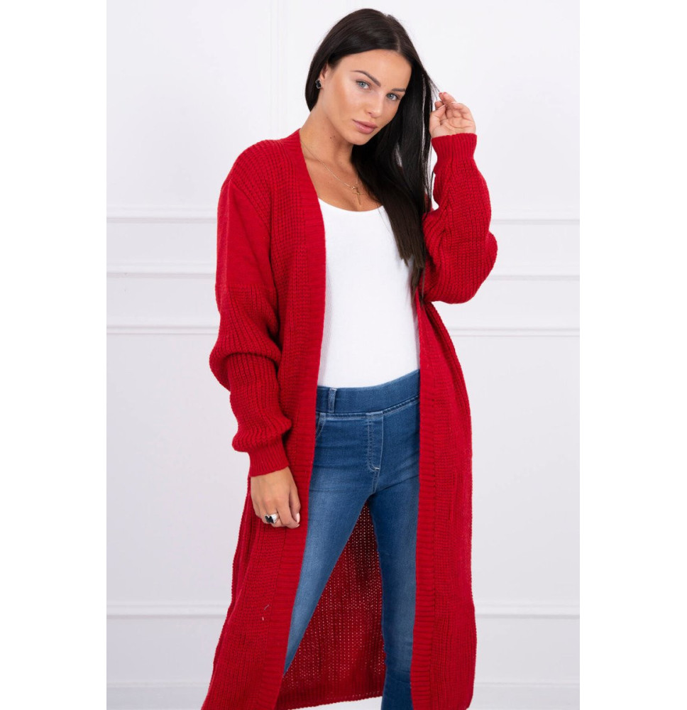 Női kardigán hosszú kardigán MI2019-2 piros