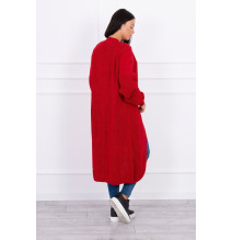 Női kardigán hosszú kardigán MI2019-2 piros