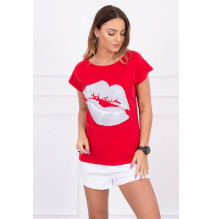 Női póló MI8985 piros nyomtatással
