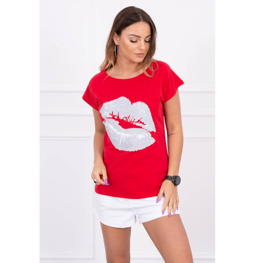 Női póló MI8985 piros nyomtatással