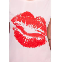 Női póló nyomtatott MI8985 por rózsaszínrel