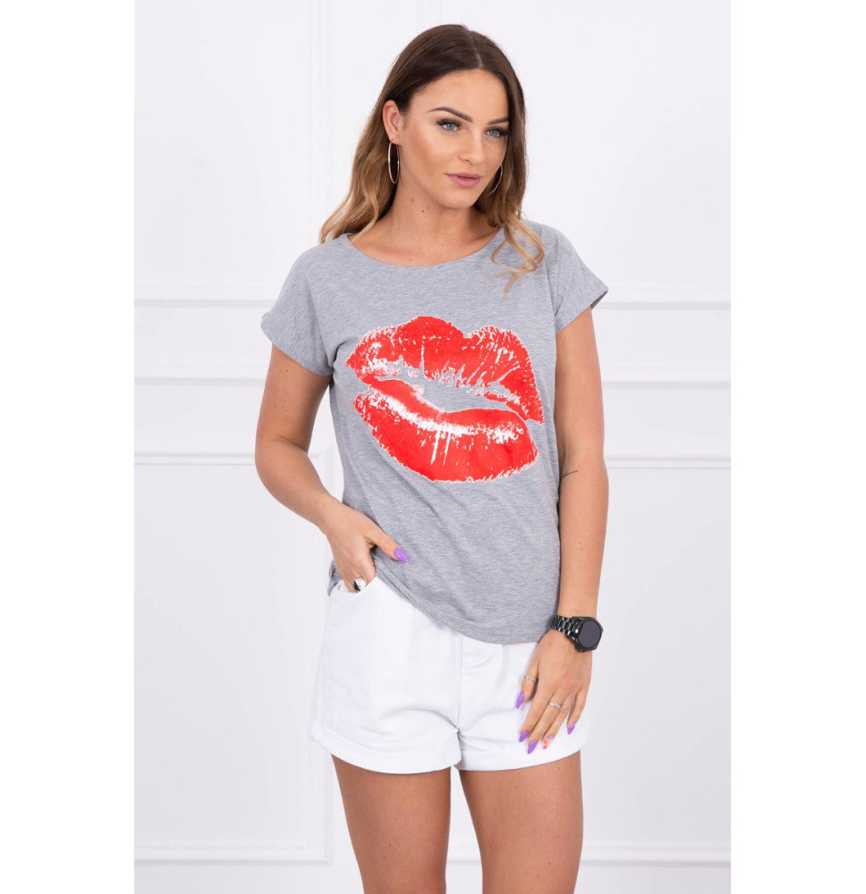 Női nyomtatott póló MI8985 szürke