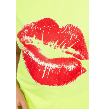 Női póló nyomtatott MI8985 neon sárga színű