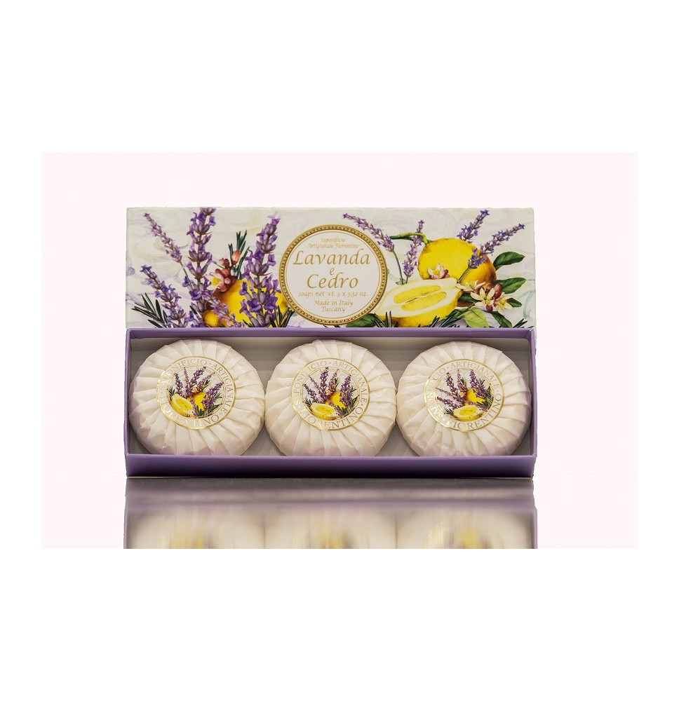 SA Fiorentino természetes szilárd szappan levendula és cédrus 3 x 100 g