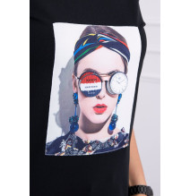 Női póló grafikával MI5405 női fekete