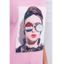 Női póló, grafikával MI5405 por rózsaszín