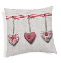 Párnahuzat Szívek piros 40x40 cm MADE IN ITALY