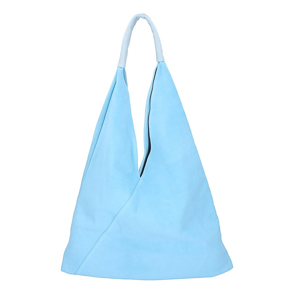 Sky kék bőr táska velúr díszítéssel 184