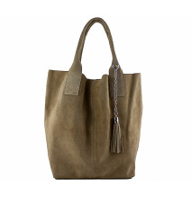 Sötét szürke-barna bőr táska velúr kivitelben 804