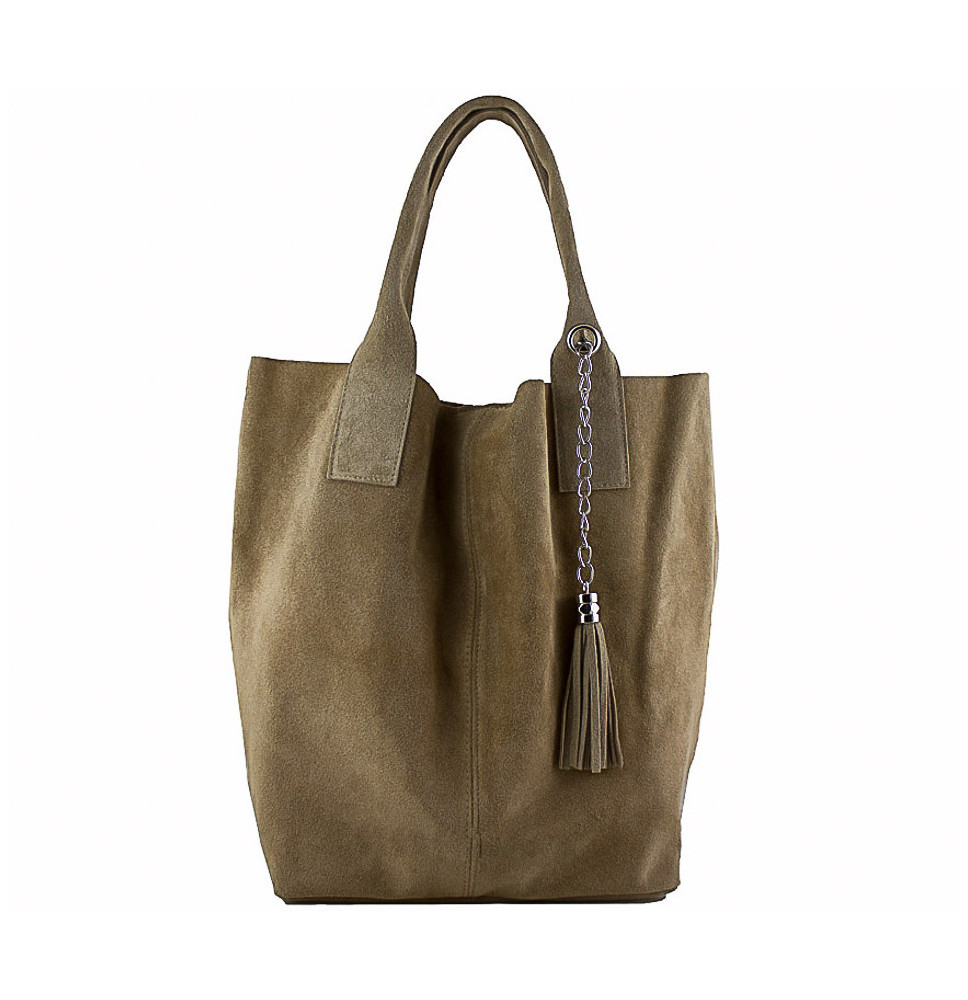 Sötét szürke-barna bőr táska velúr kivitelben 804