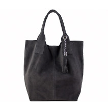 Sötét szürke bőr táska velúr kivitelben 804