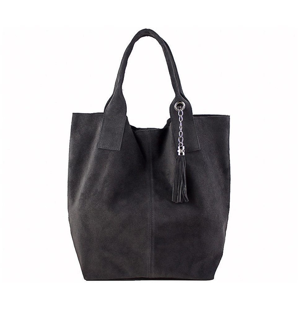 Sötét szürke bőr táska velúr kivitelben 804