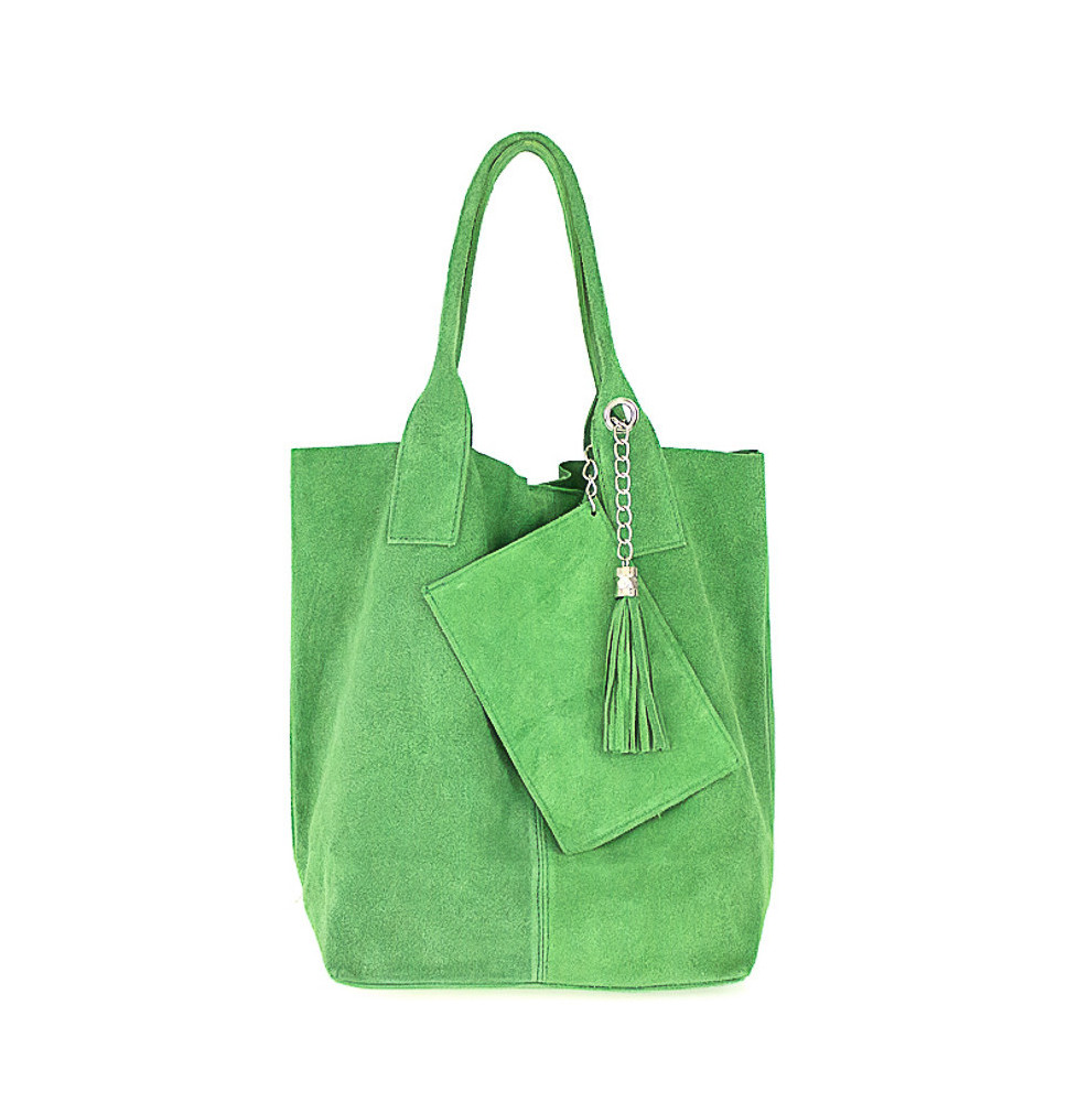 Zöld bőr táska velúr kivitelben 804