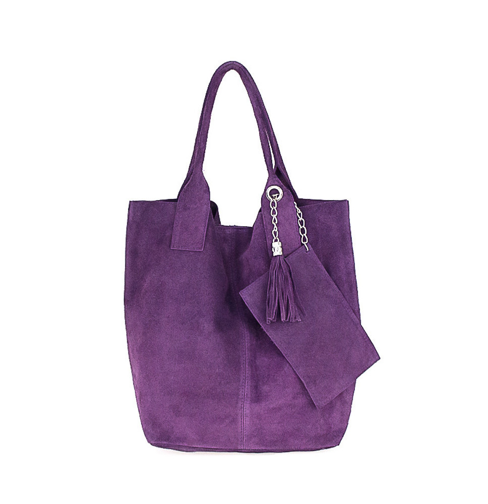 Lila bőr kézitáska velúr kivitelben 804