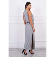 Hosszú ruha MI8893 hasított szürke