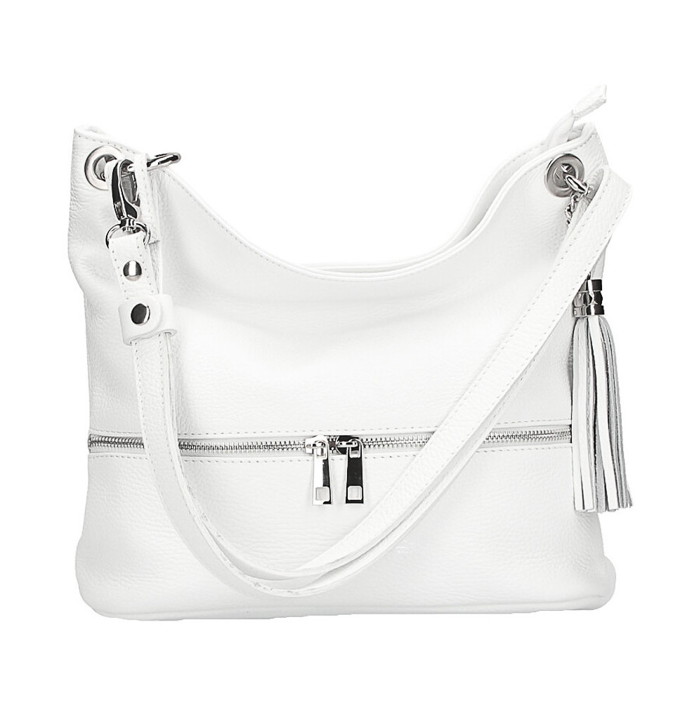 Bőr válltáska MI143 fehér Olaszországban gyártott