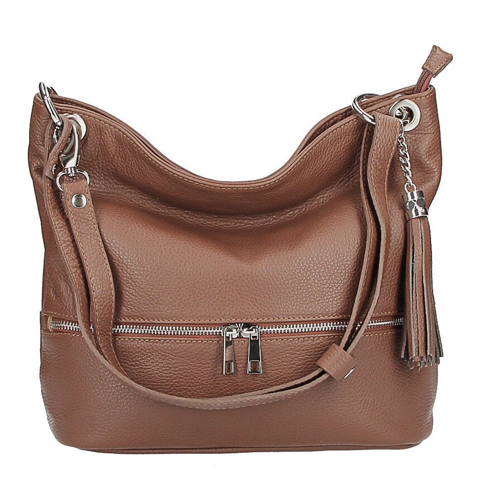 Bőr válltáska MI143 barna Olaszországban gyártott