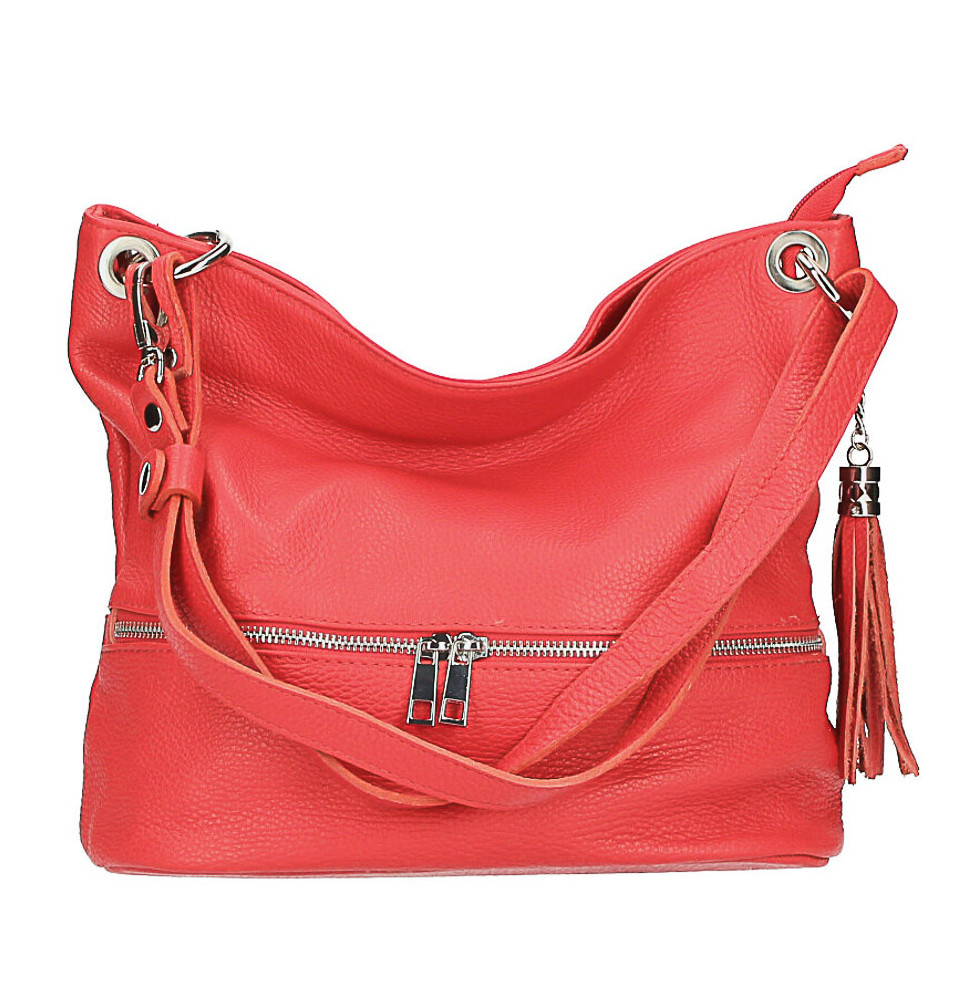 Bőr válltáska MI143 piros Olaszországban gyártott