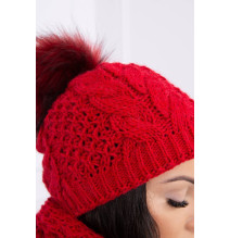 Női téli kalap és sál K110 piros