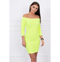 Kivágott ruha nyakkivágással MI8974 sárga neon