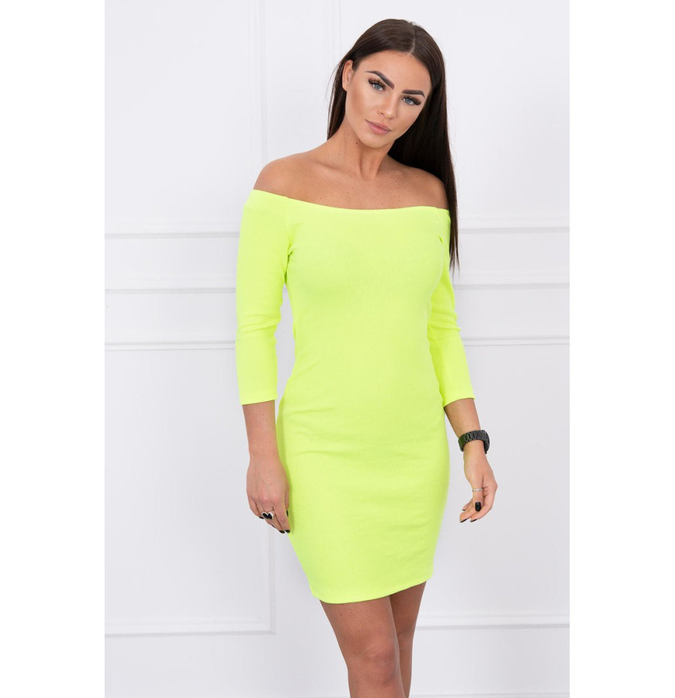 Kivágott ruha nyakkivágással MI8974 sárga neon