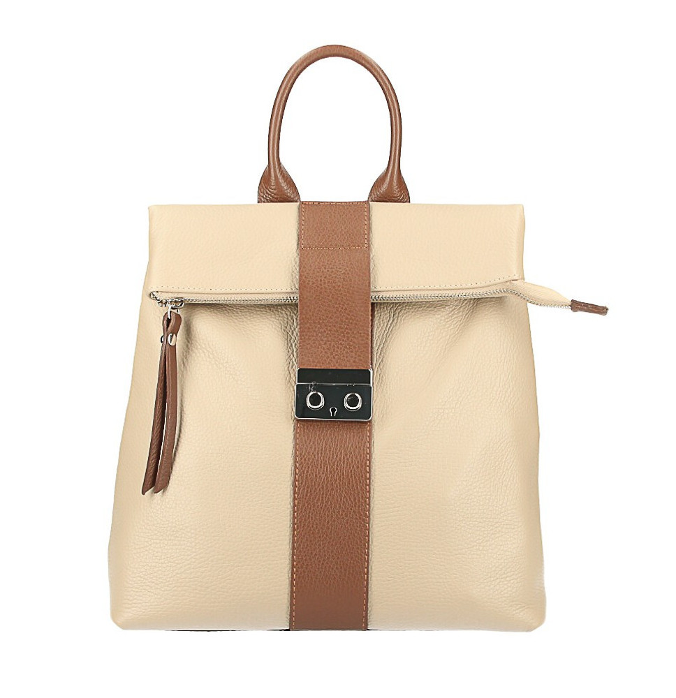 Bőr hátizsák 576 szürkésbarna+barna Made in Italy