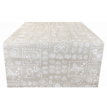 Futófelület az asztalon fehér szív és pillangók Made In Italy