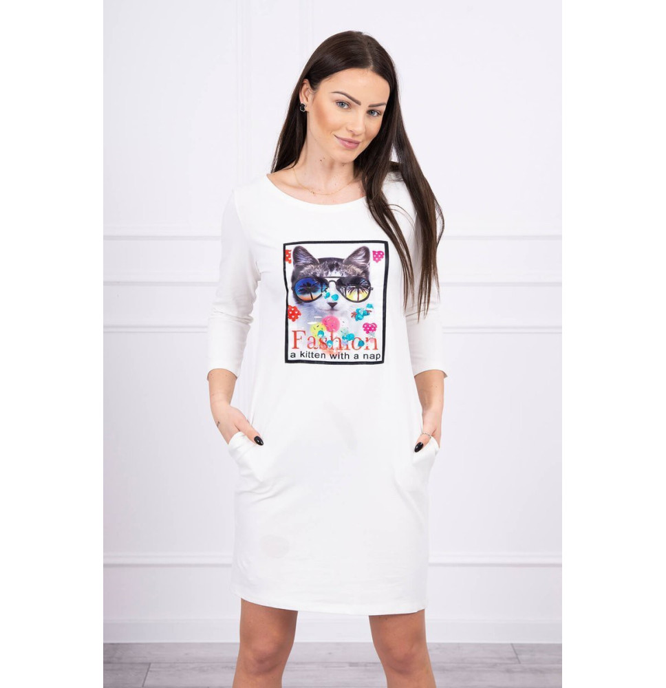 Női ruha macska grafika 3D krém