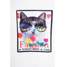 Női ruha macska grafika 3D krém
