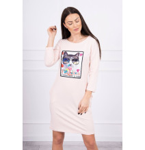 Női ruha macska grafika 3D por rózsaszín