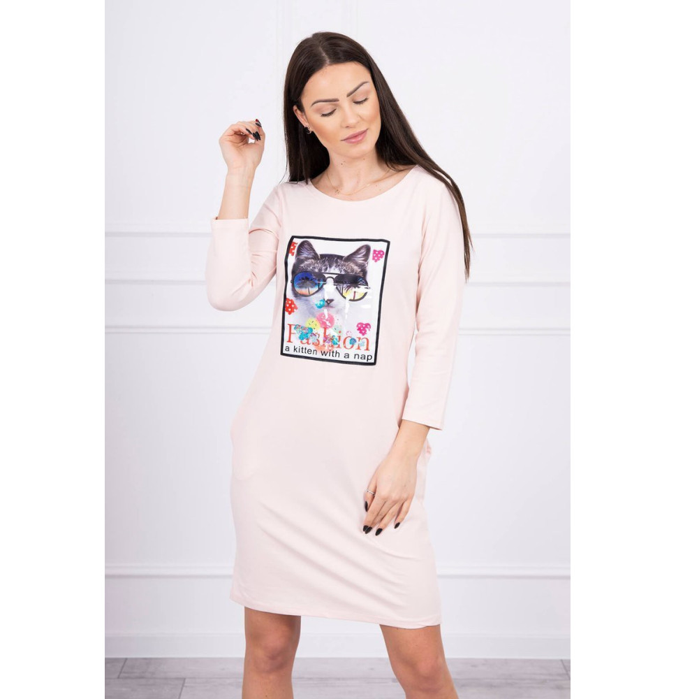 Női ruha macska grafika 3D por rózsaszín