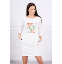 Női ruha grafika Madár 3D krém