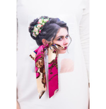 Női ruha grafika színes szalaggal 3D krém