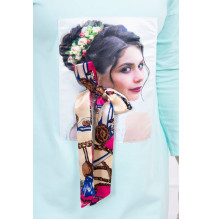 Női ruha grafika színes szalaggal 3D menta