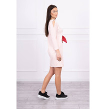 Női ruha grafika pontozott íjjal 3D por rózsaszín