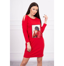 Női ruha grafika pontozott íjjal 3D piros