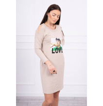 Női ruha Love bézs