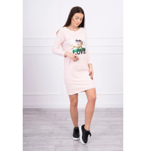 Női ruha Love por rózsaszín