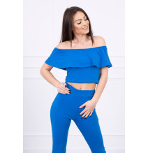 Női szett MI8885 egy fodorral ciánkék