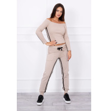 Női szett MI8958 dupla csíkkal bézs