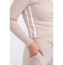 Női szett MI8858 dupla csíkkal bilágos bézs