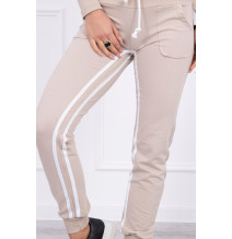 Női szett MI8858 dupla csíkkal bilágos bézs